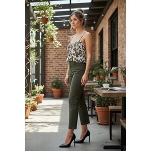 Parker Egret White Tropical Floral Camisole Top Size 12 NWT Peplum Summer Fun